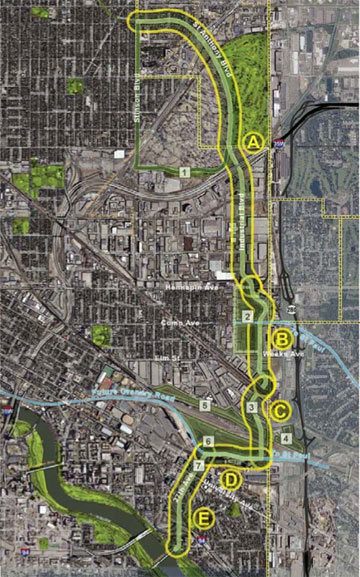 Grand Rounds Parkway Missing Link Plan through NE and SE Minneapolis